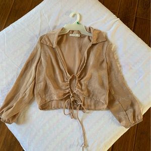 Satin/Silk Champagne tie up top